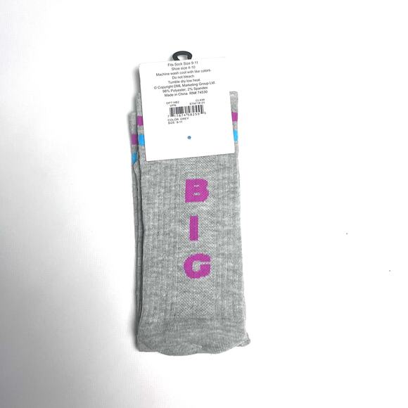 Keep Your Socks On Womens Gray/Pink Graphic One Pair Crew Style Socks - Picture 6 of 6